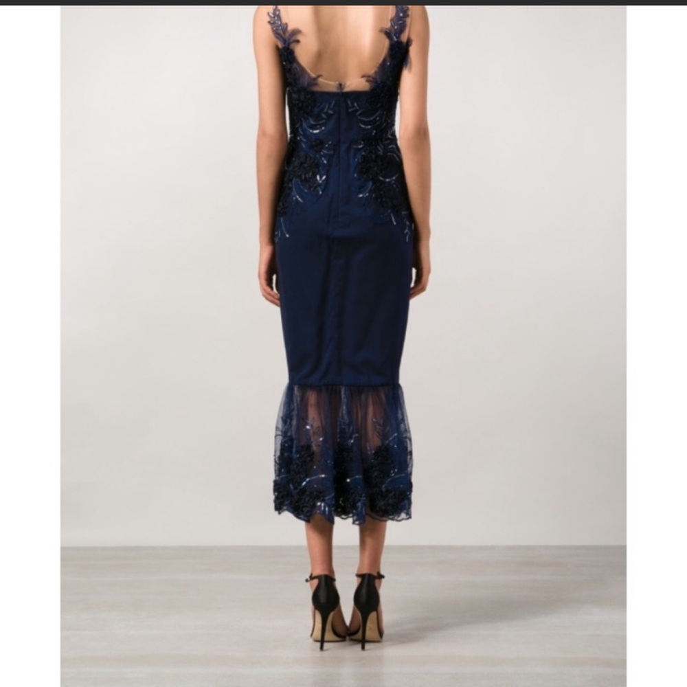Marchesa Notte Navy MIDI dress *flaws* - Picture 3 of 14